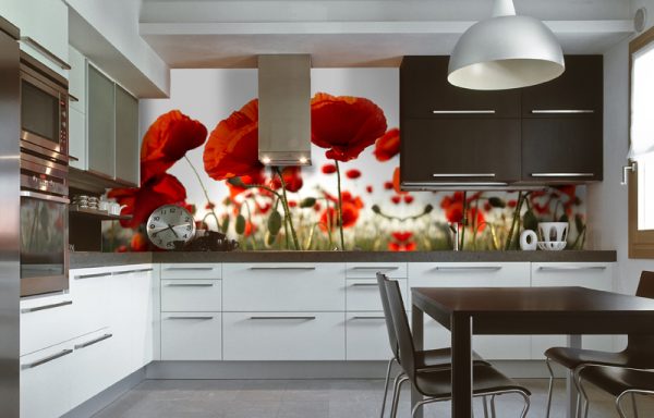 Papiers peints avec l'image des coquelicots pour la cuisine