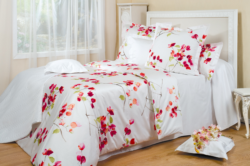 White bedding with petals