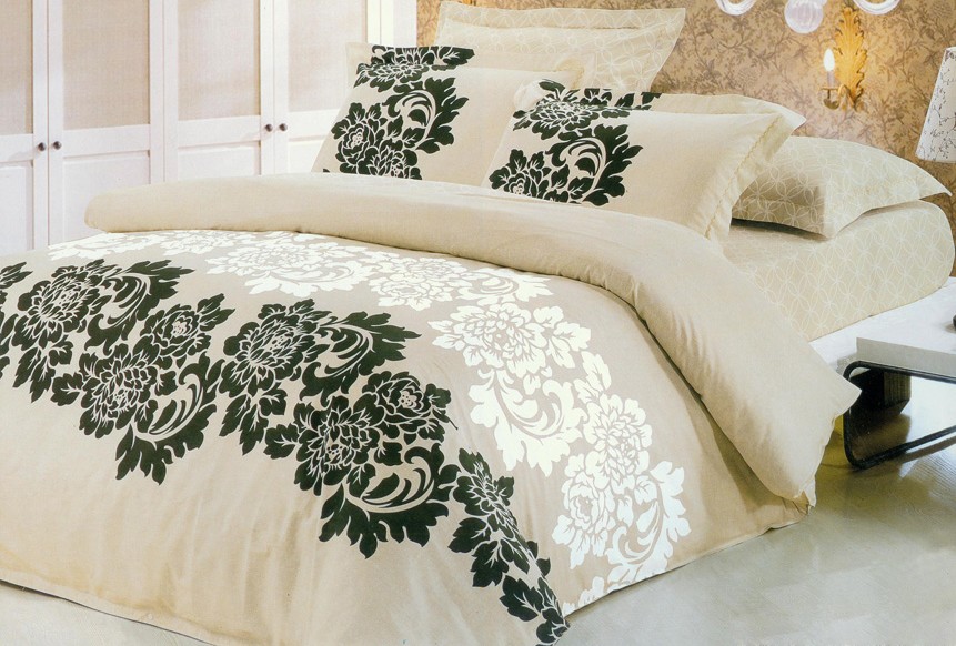 Beige patterned bedding