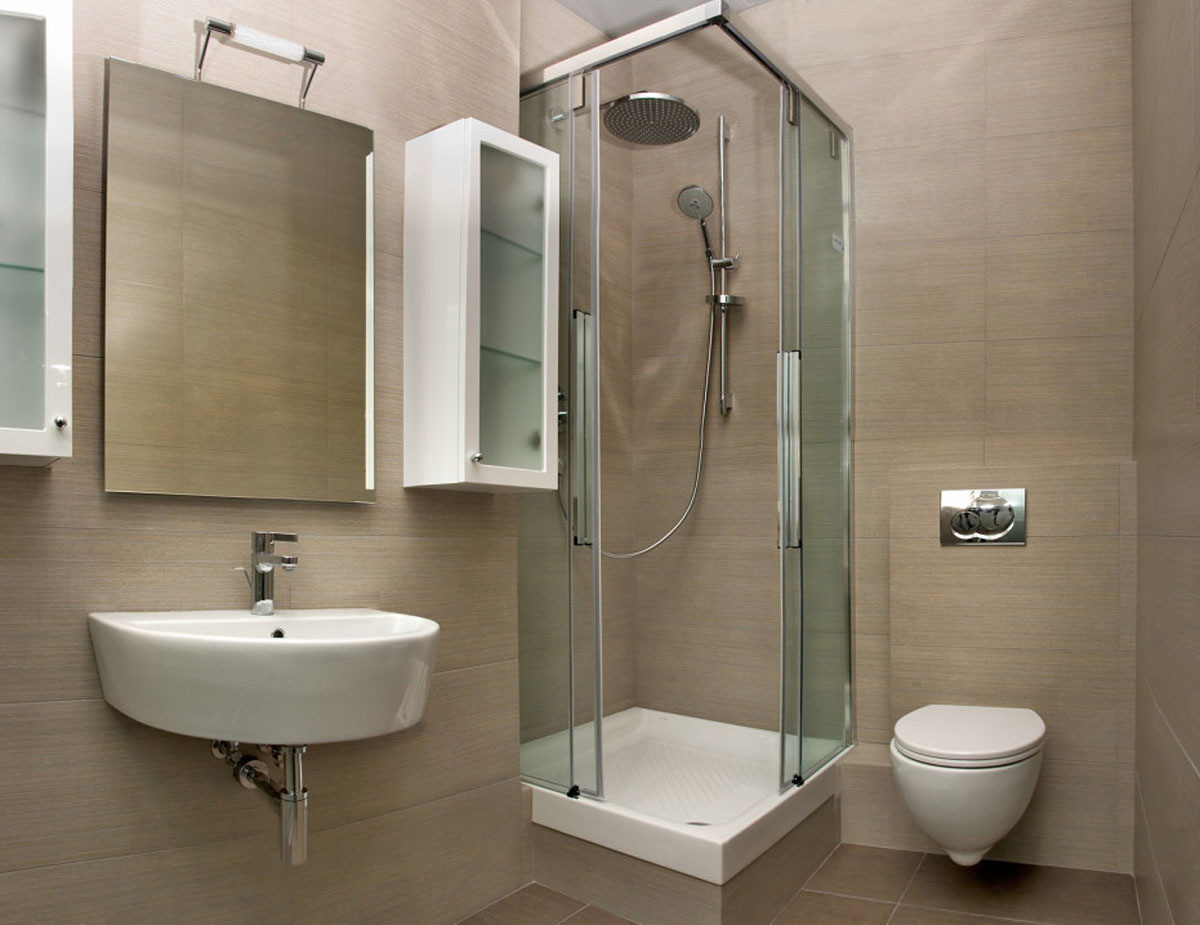 Shower cabin with sliding glass doors