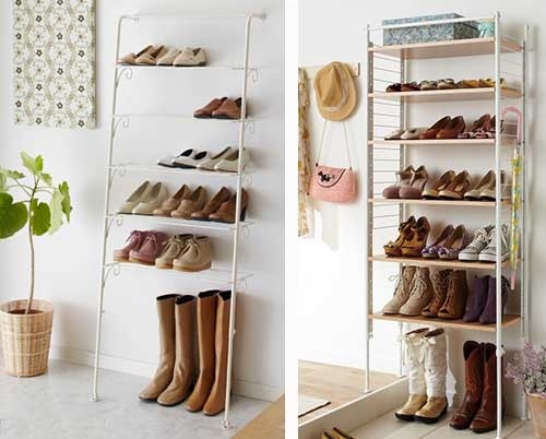 metal shelves in the hallway