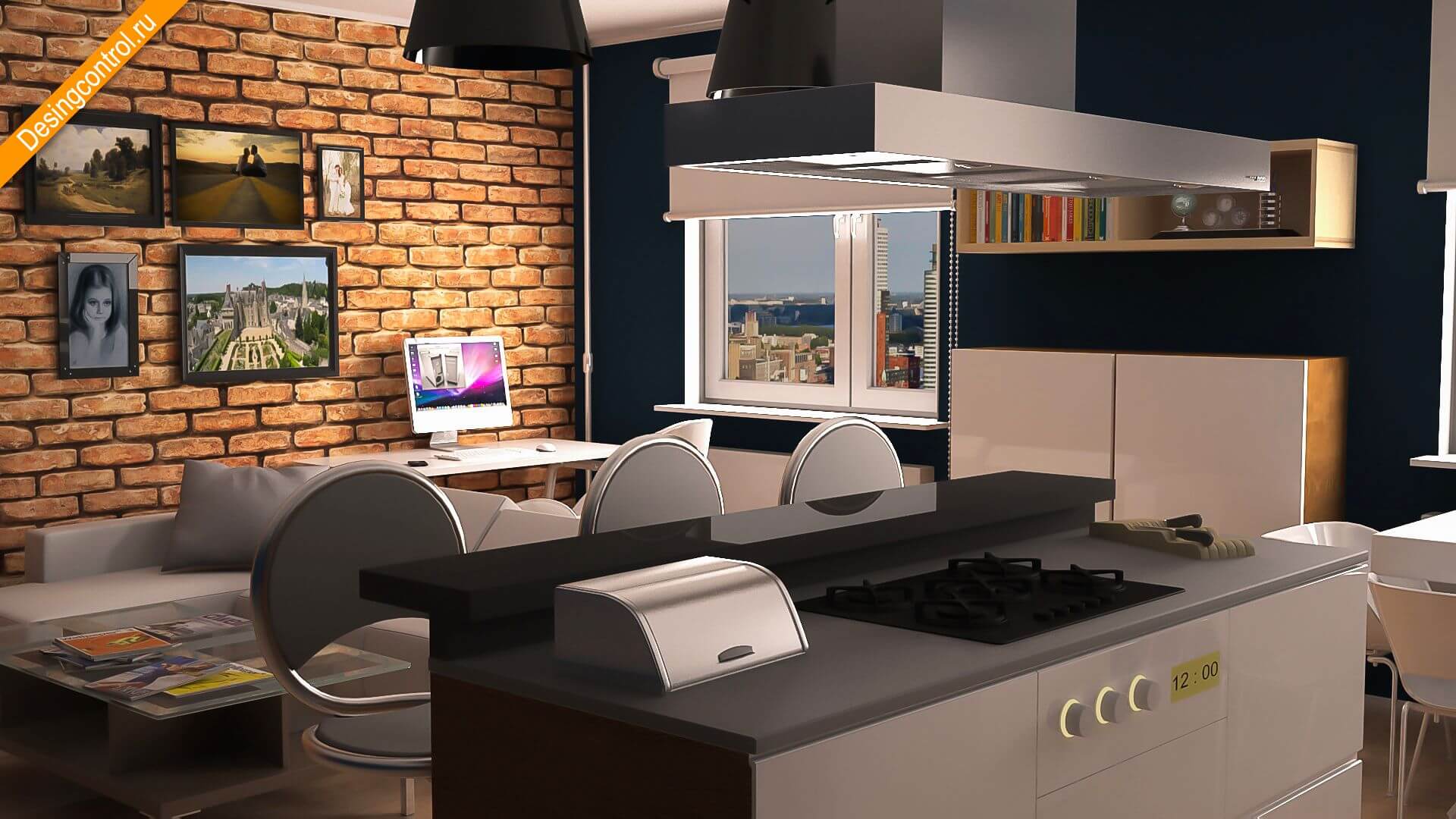 3d render of kitchen