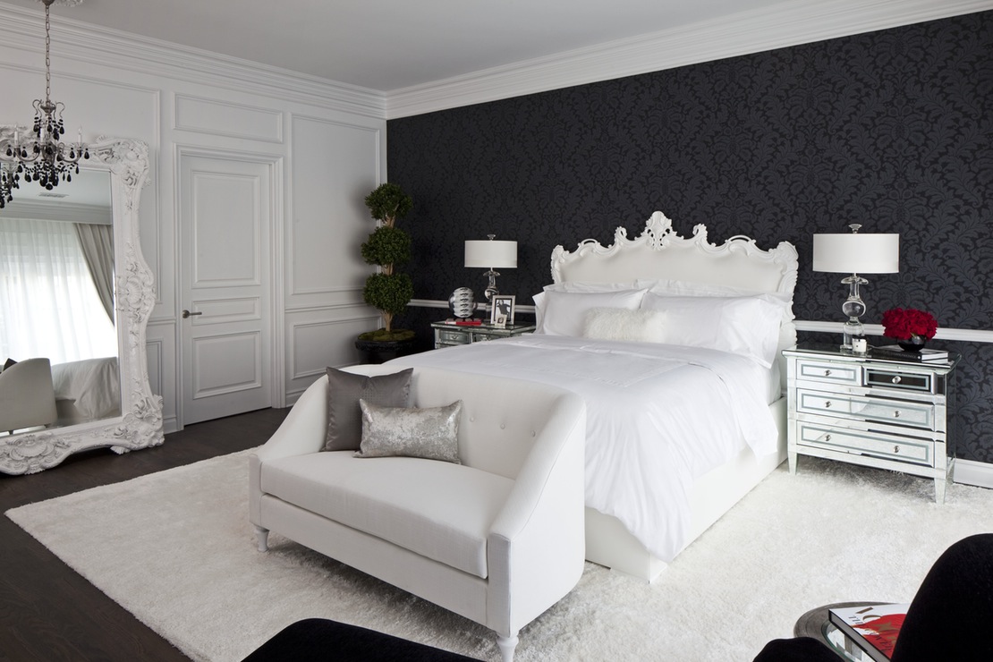 black wallpaper in the interior of a loft room