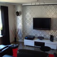 black wallpaper in the design of the kitchen in the neo-baroque style photo