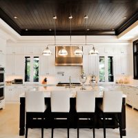 stretch black ceiling in the interior of the house picture