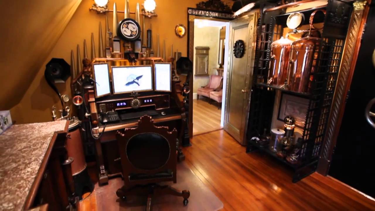 antique steampunk hallway interior