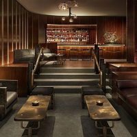 steampunk style corridor with leather upholstery photo