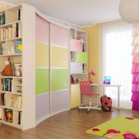 interior corner cabinet in a bedroom made of wood photo