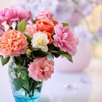 artificial flowers in the kitchen interior picture