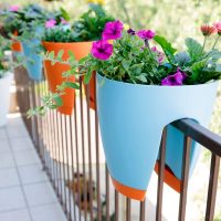 chic flowers on the balcony on the lintels design photo