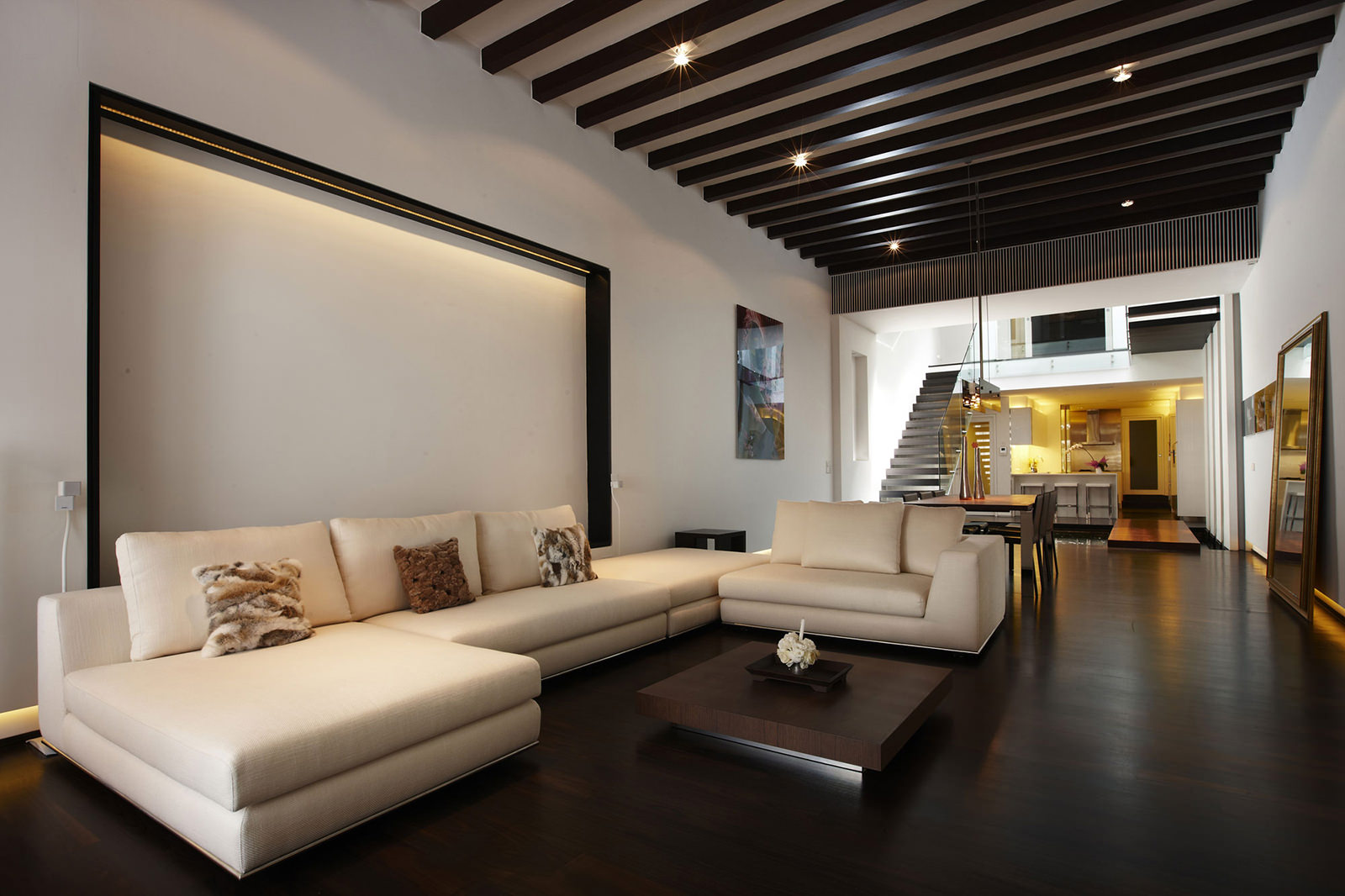 beautiful black ceiling in the design of the kitchen