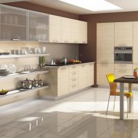 bright design of beige kitchen in the style of minimalism picture