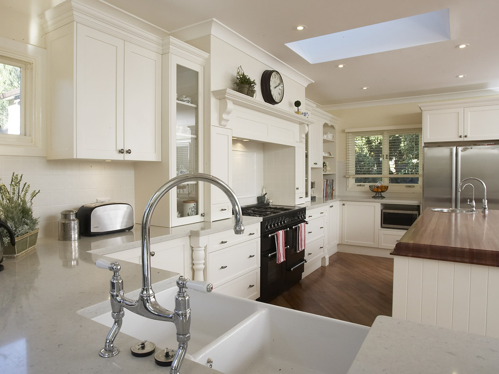 beautiful beige kitchen interior in country style