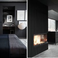 unusual bedroom design in black color picture