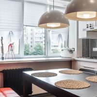 bright interior of a white kitchen with a touch of pink picture