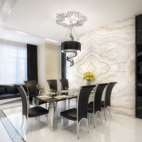 elegant decor of the hallway in black and white photo