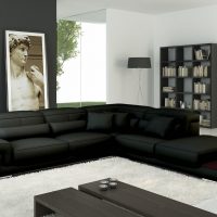 beautiful corner sofa in the interior of the corridor photo