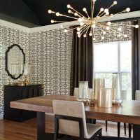 stretch black ceiling in the decor of the kitchen picture