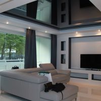 wooden black ceiling in corridor design photo