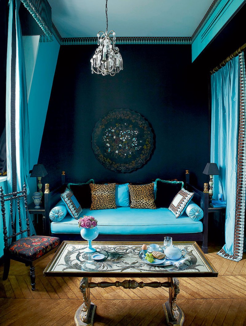 beautiful bedroom decor in turquoise color