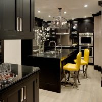 refined decor of a bedroom in black color photo