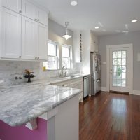 bright interior corridor in fuchsia color picture