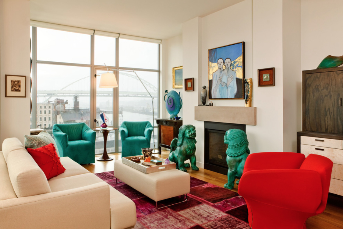 bright hallway interior in eclectic style