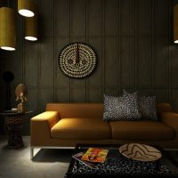 bright interior of the apartment in african style photo