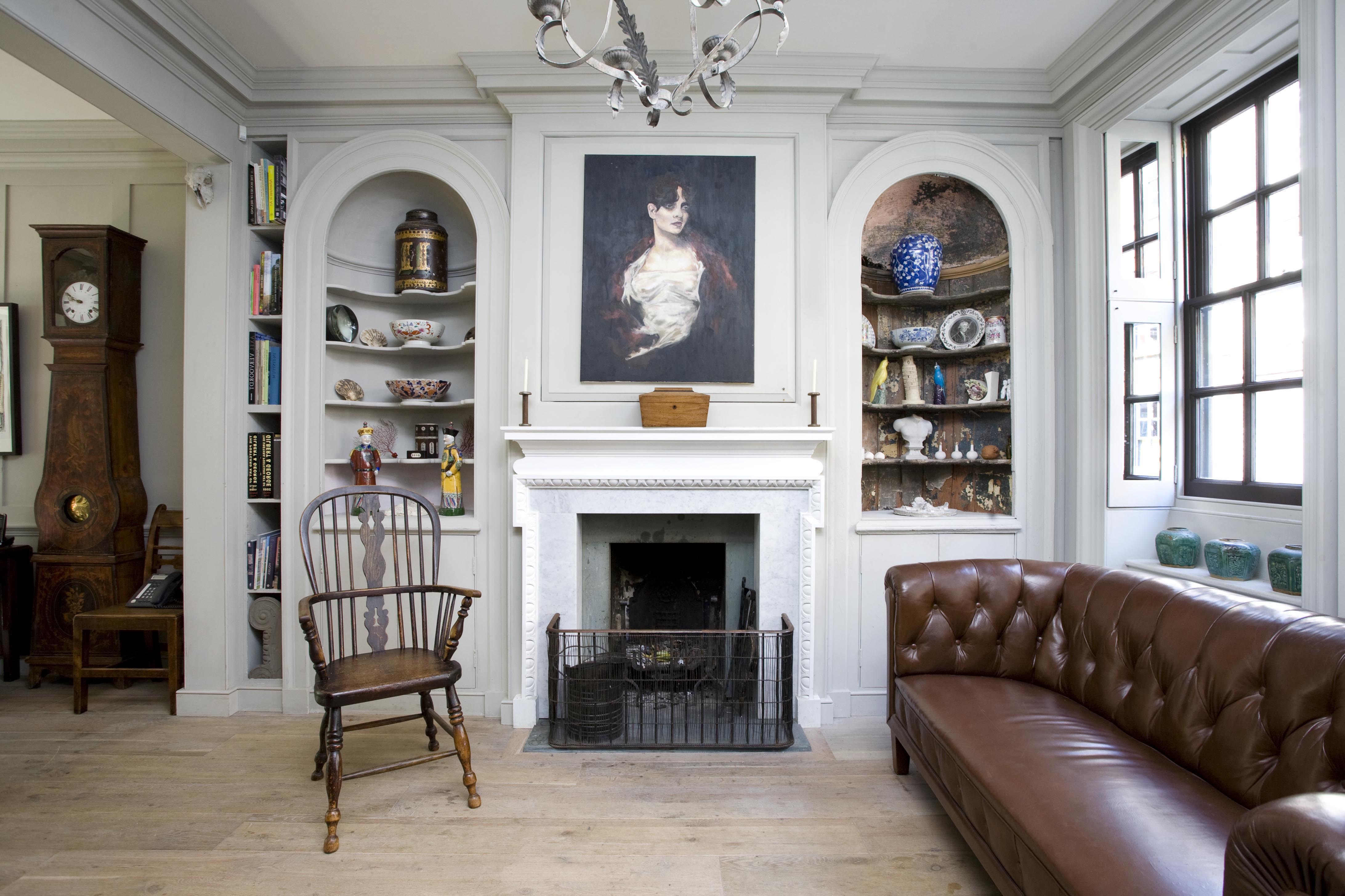 unusual interior of the apartment in the English style