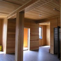 clapboard decoration in a bright room interior made of aluminum