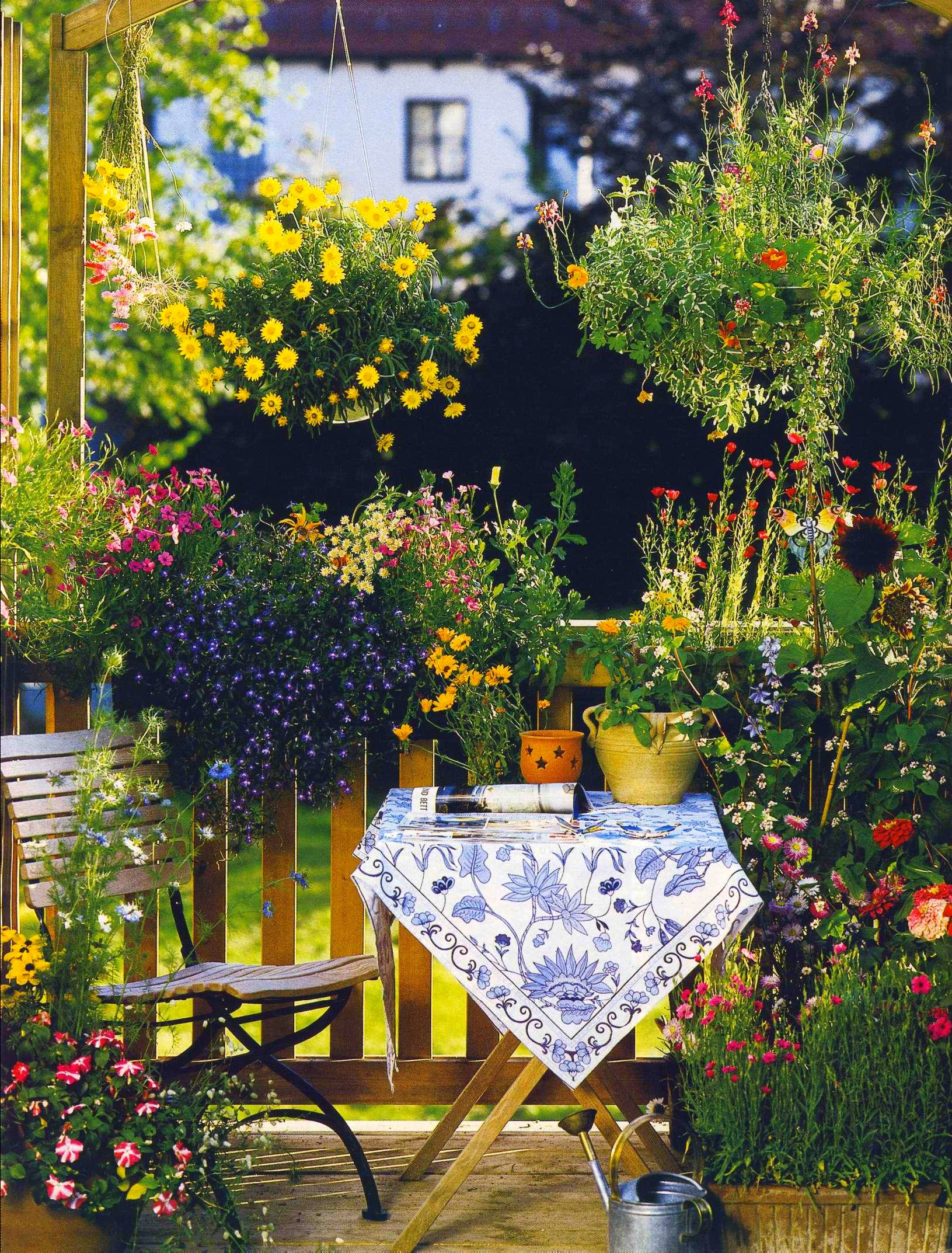 beautiful flowers on the balcony lintels interior