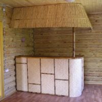 ceiling with bamboo in the interior of the room photo