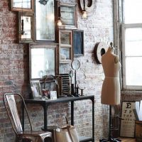 steampunk style apartment interior with wooden parquet photo