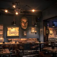 steampunk style corridor style with wooden parquet photo