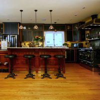 steampunk style interior with leather upholstery photo