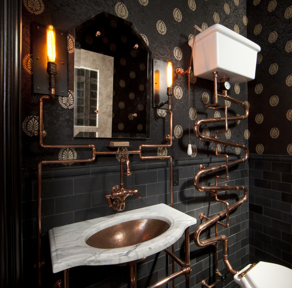 steampunk corridor interior with wooden parquet