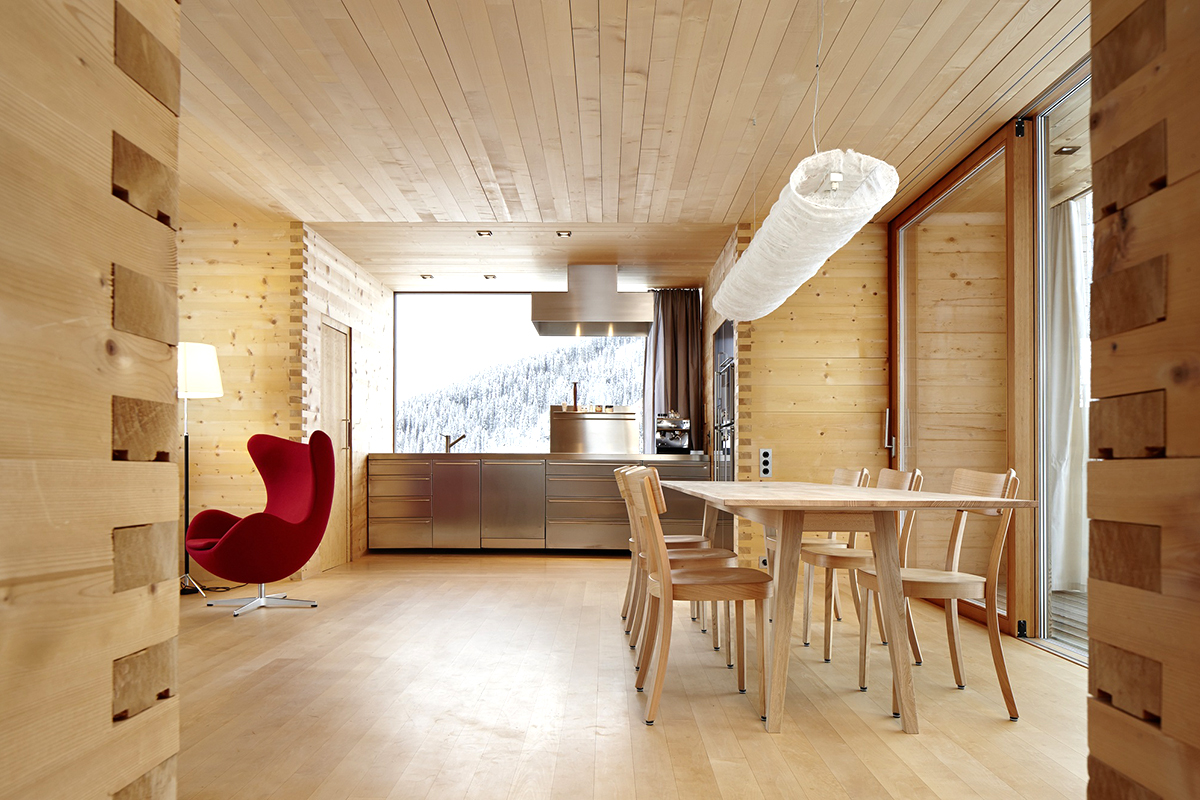 beautiful lining in the bedroom made of wood