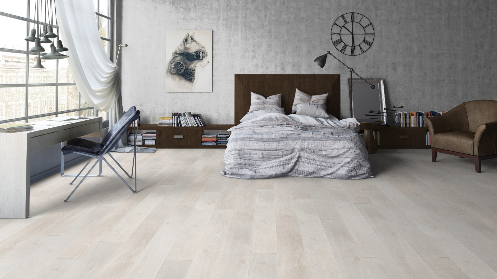 bright white oak in the interior of the hallway