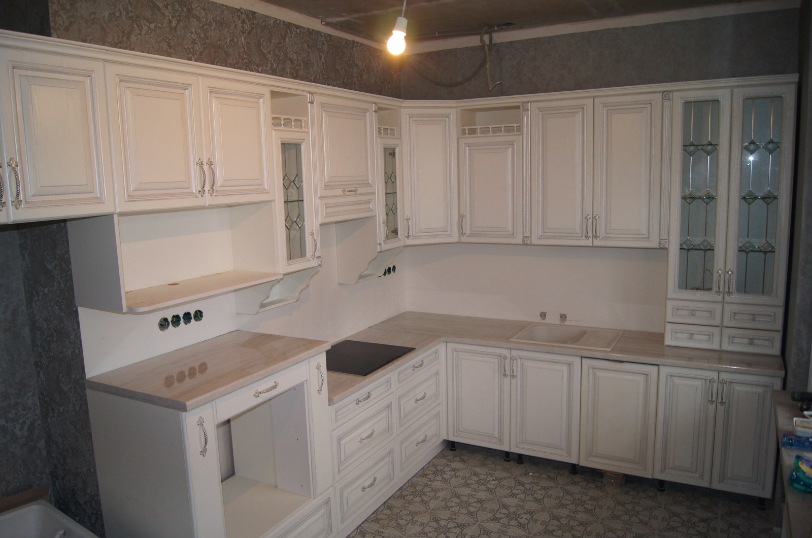 light white kitchen design with a touch of blue