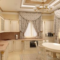 dalaman cahaya dapur beige dalam gambar gaya provence