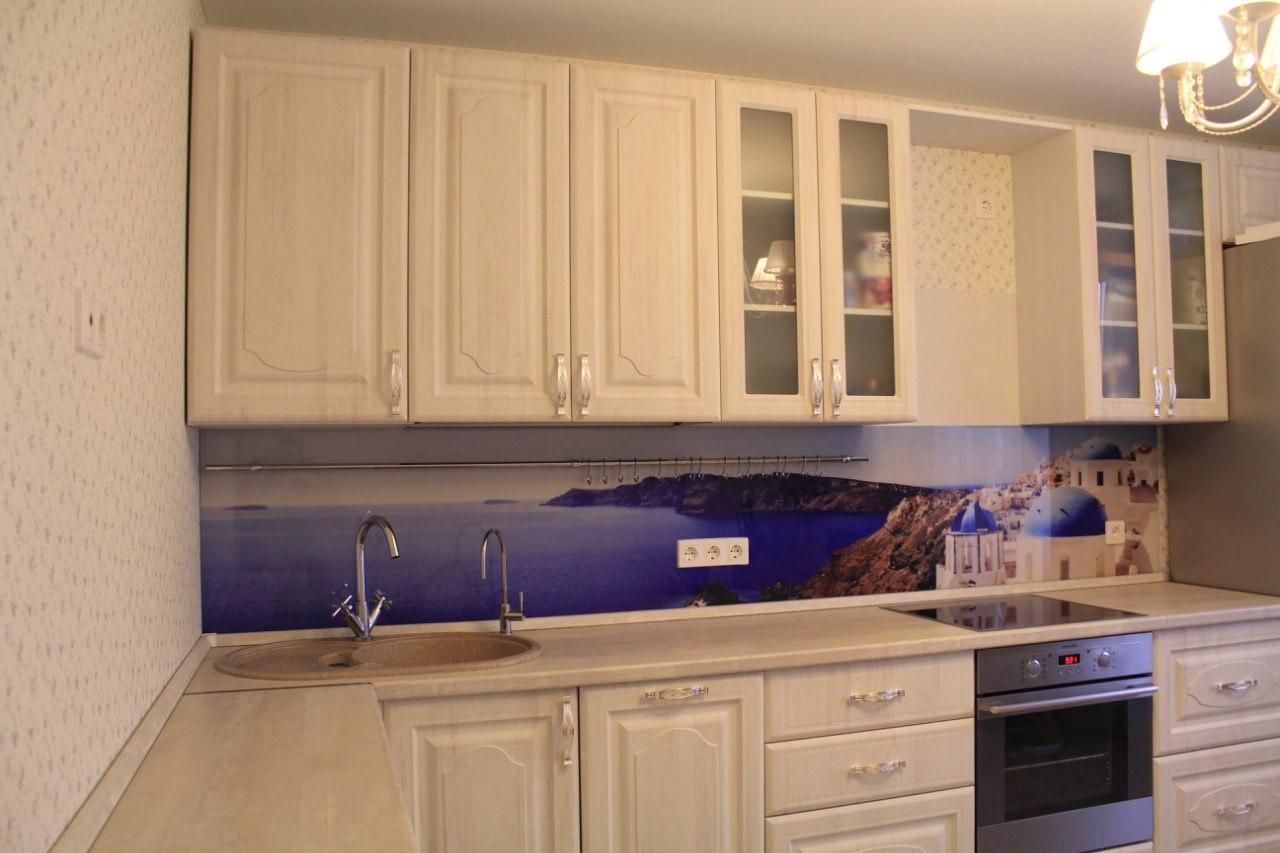 beautiful interior of beige kitchen in provence style