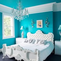 light decor of the apartment in turquoise color photo