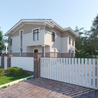 unusual design of a summer house in an architectural style photo