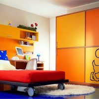 bright terracotta color in the bedroom interior picture