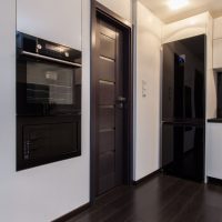 dark doors in the decor of the mahogany hallway photo