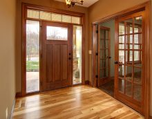 dark doors in the interior of the kitchen from oak picture