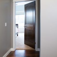 dark doors in the decor of the hallway made of walnut photo