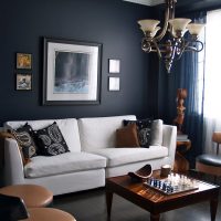 wavy dark wallpaper in the bedroom interior photo