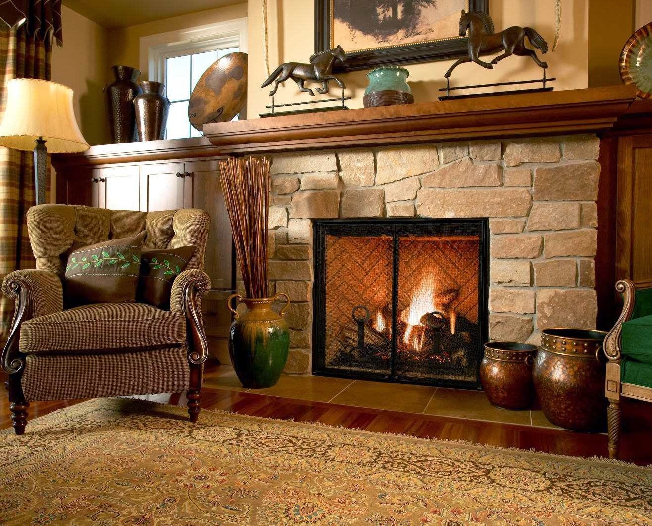 corner fireplace in the house