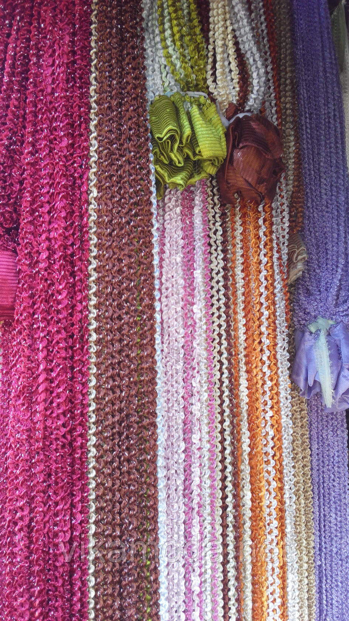 colored thread curtains in the interior of the corridor